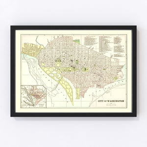 Vintage Map of Washington, DC 1893