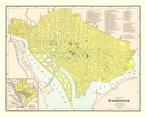 Vintage Map of Washington, DC 1899