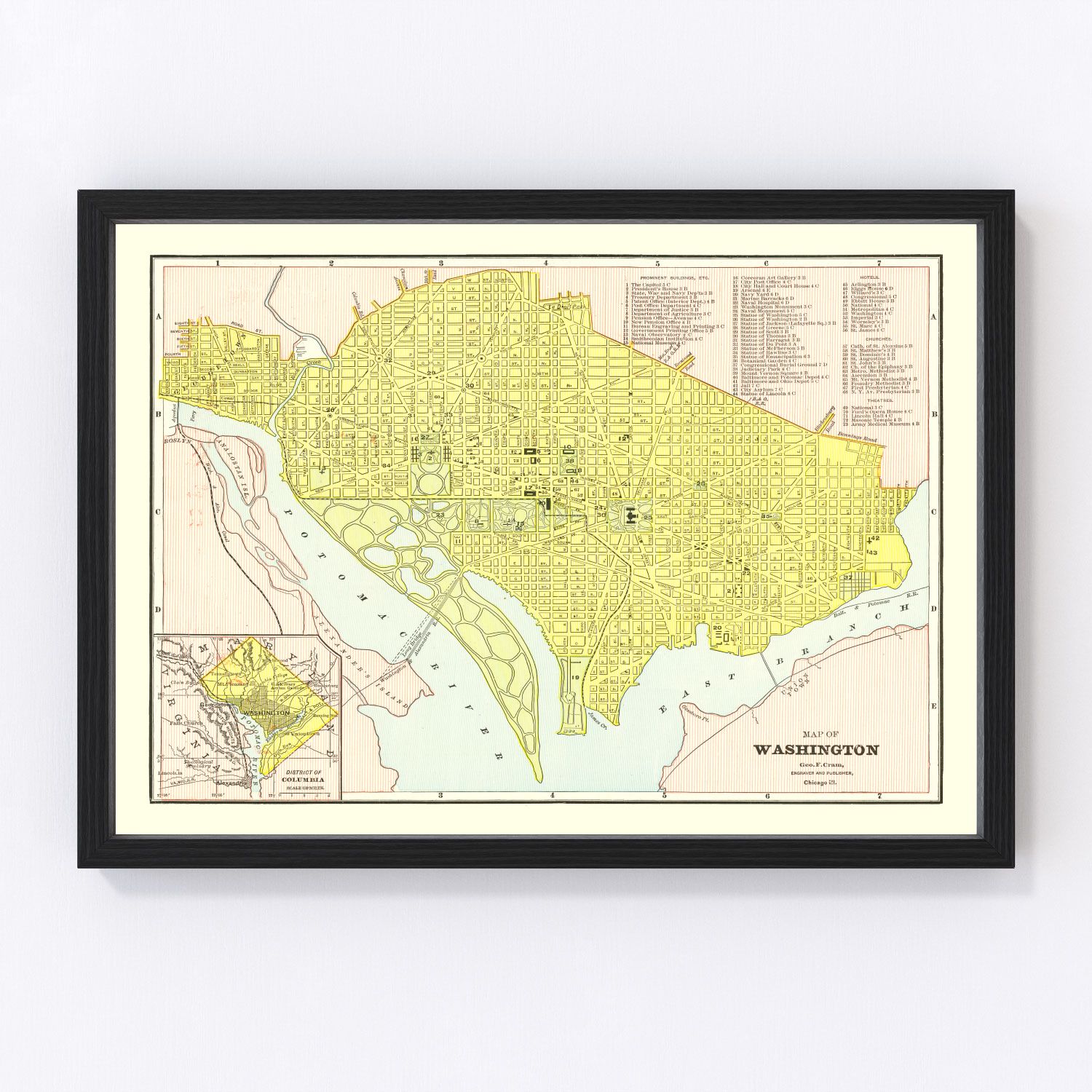 Vintage Map of Washington, DC 1899