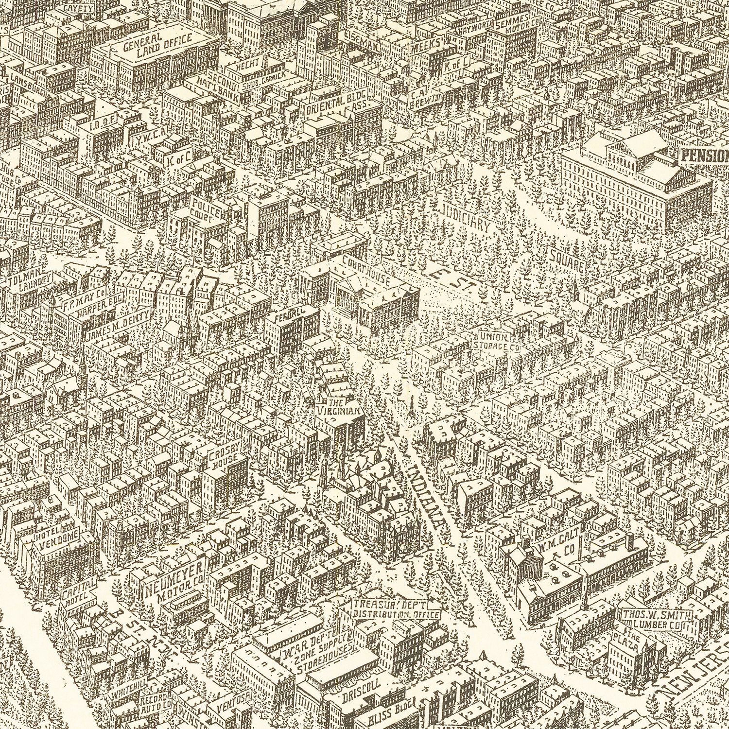 Vintage Map of Washington, DC 1923