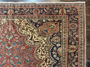 Turkish Kayseri Rug 6x10, Antique Turkish Carpet, Floral Medallion, Oriental Carpet, Red