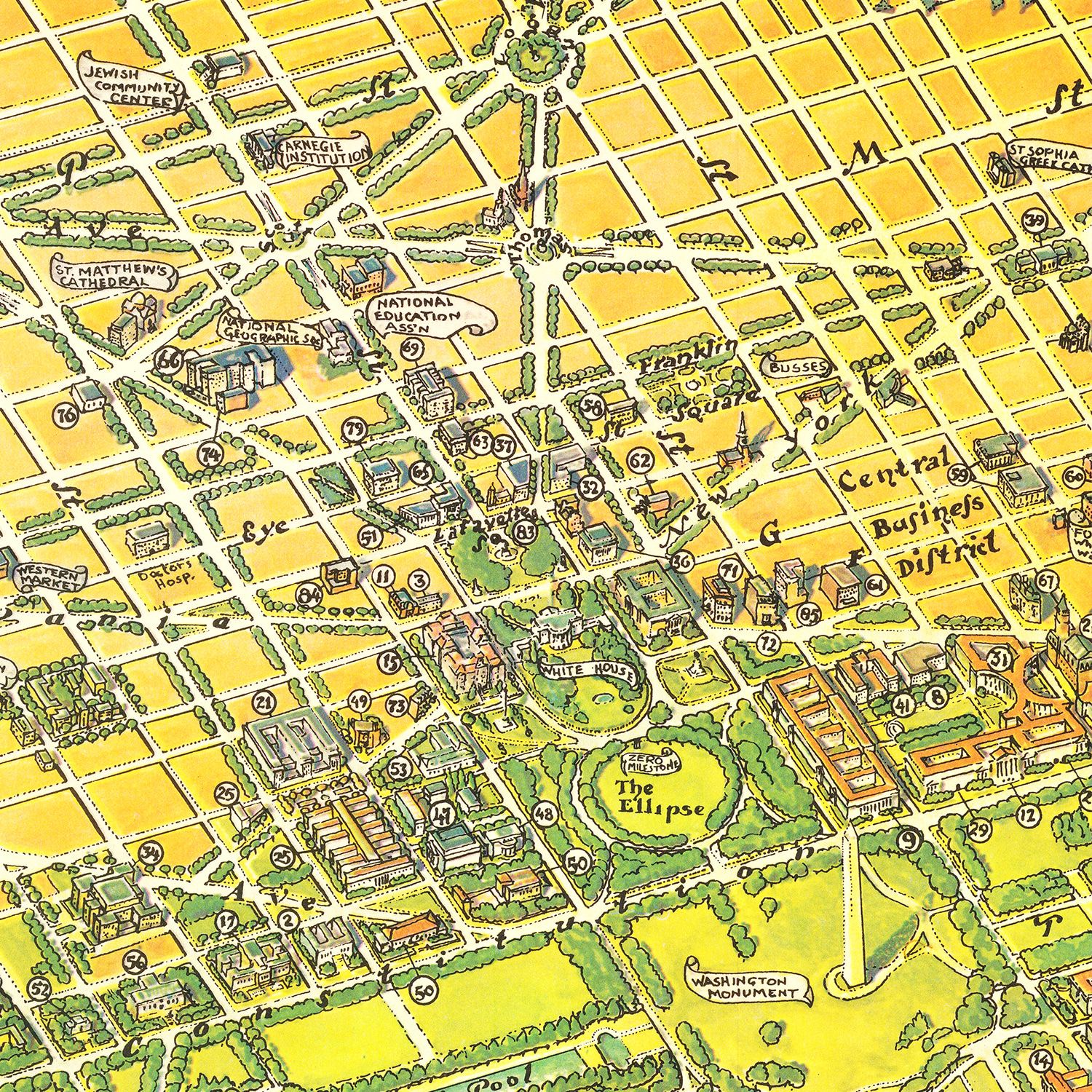 Vintage Map of Washington, DC 1948