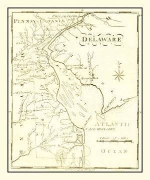 Vintage Map of Delaware 1795