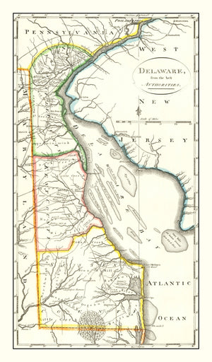 Vintage Map of Delaware 1814