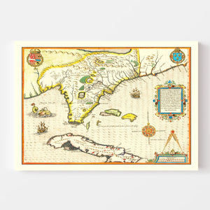 Vintage Map of Florida 1591