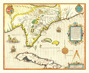 Vintage Map of Florida 1591