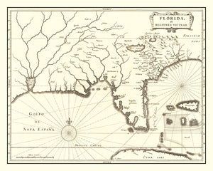 Vintage Map of Florida 1834