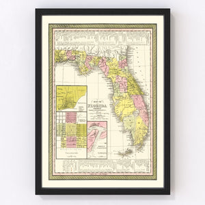 Vintage Map of Florida 1854