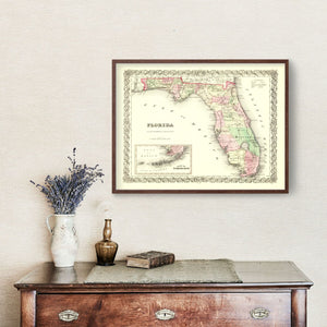 Vintage Map of Florida 1855