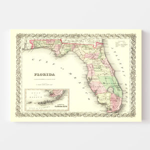 Vintage Map of Florida 1855
