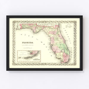 Vintage Map of Florida 1855