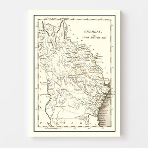 Vintage Map of Georgia 1814