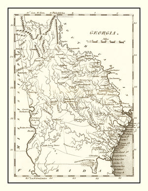 Vintage Map of Georgia 1814
