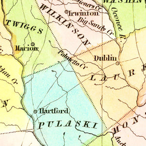 Vintage Map of Georgia 1834