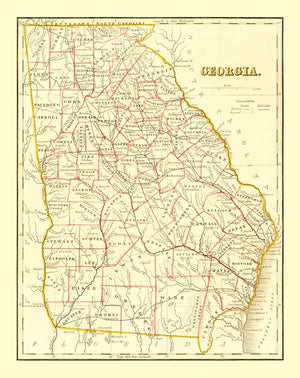 Vintage Map of Georgia 1835