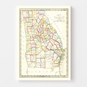 Vintage Map of Georgia 1836