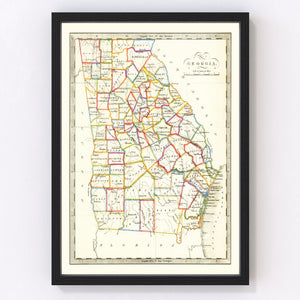 Vintage Map of Georgia 1836