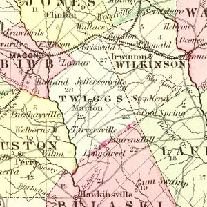 Vintage Map of Georgia 1855