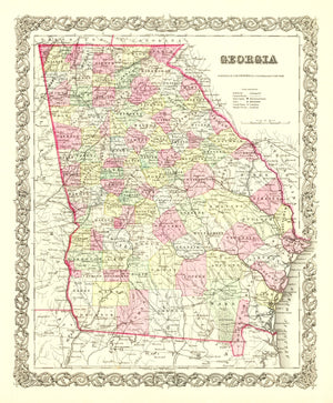 Vintage Map of Georgia 1855
