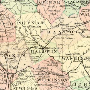 Vintage Map of Georgia 1876