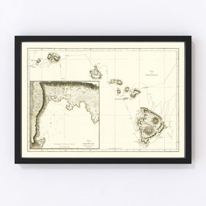 Vintage First Map of Hawaii 1784