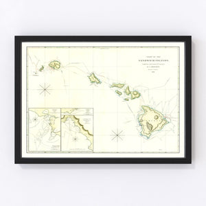 Vintage Map of Hawaii 1832