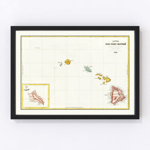 Vintage Map of Hawaii 1834