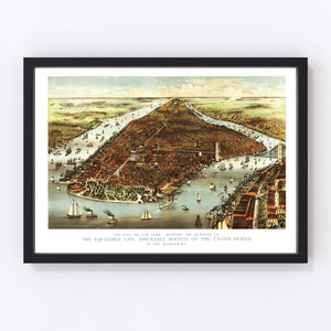 Vintage Map of New York City, New York 1870
