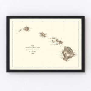 Vintage Map of Hawaii 1845