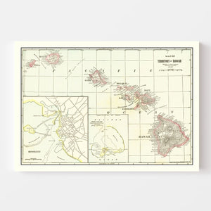 Vintage Map of Hawaii 1917