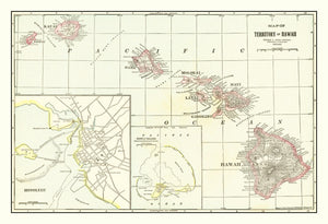 Vintage Map of Hawaii 1917