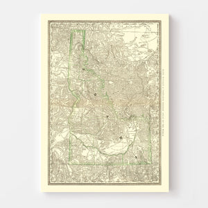 Vintage Map of Idaho 1884