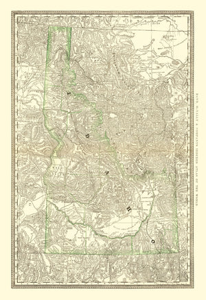 Vintage Map of Idaho 1884