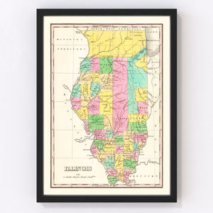Vintage Map of Illinois 1826