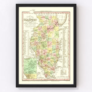 Vintage Map of Illinois 1836