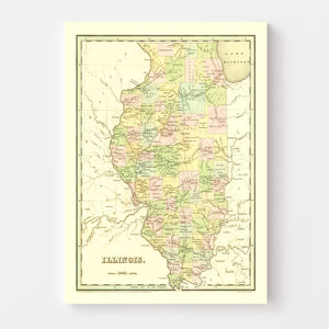 Vintage Map of Illinois 1838