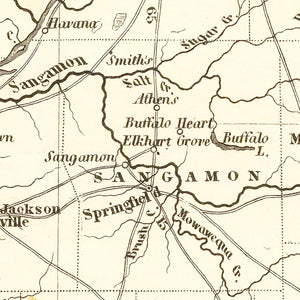 Vintage Map of Illinois 1845