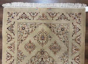 Very Fine Persian Isfahan Rug 3x5 ft with Signature, Kork Wool on Silk Foundation, Gray-Taupe Vintage Hand Knotted Oriental Carpet, 60 Raj 460 KPSI