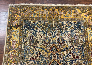 Persian Qum Tree of Life Rug 3.5 x 5.5, Animal Pictorials, Kork Wool with Silk Highlights