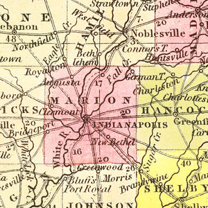 Vintage Map of Indiana 1847