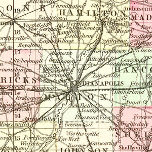 Vintage Map of Indiana 1855