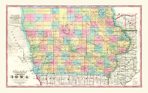 Vintage Map of Iowa 1855