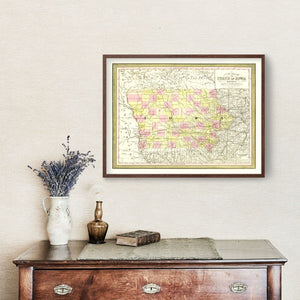 Vintage Map of Iowa 1855