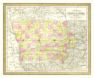 Vintage Map of Iowa 1855