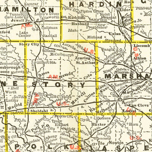 Vintage Map of Iowa 1888