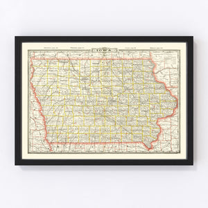 Vintage Map of Iowa 1888