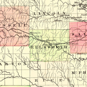Vintage Map of Kansas 1871