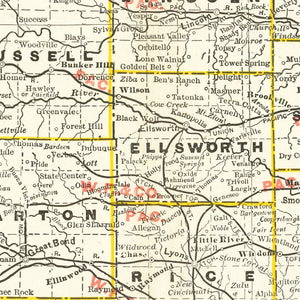 Vintage Railroad Map of Kansas 1888