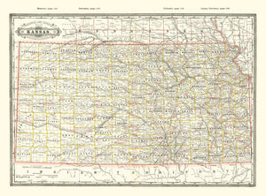 Vintage Railroad Map of Kansas 1888