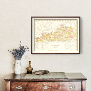Vintage Map of Kentucky 1835